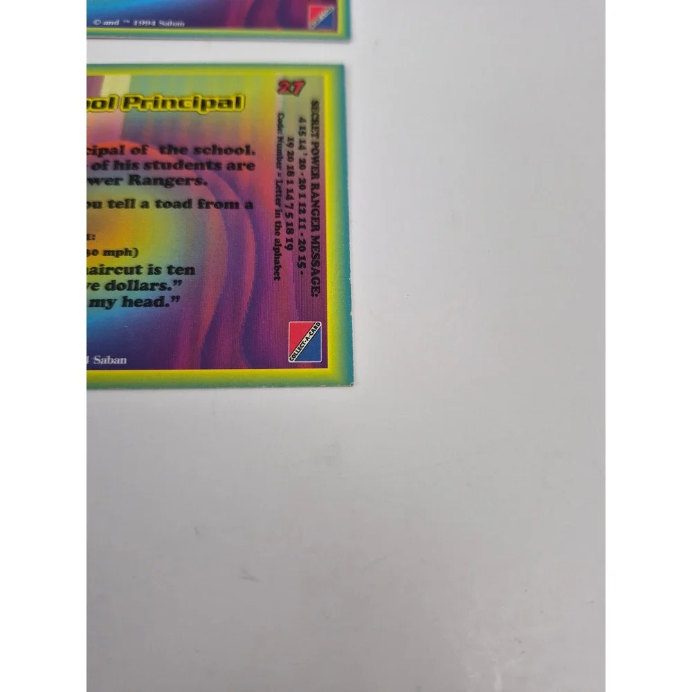 1994 Mighty Morphin Power Rangers Ernie & Mr Caplan Cards Collect-A-Card